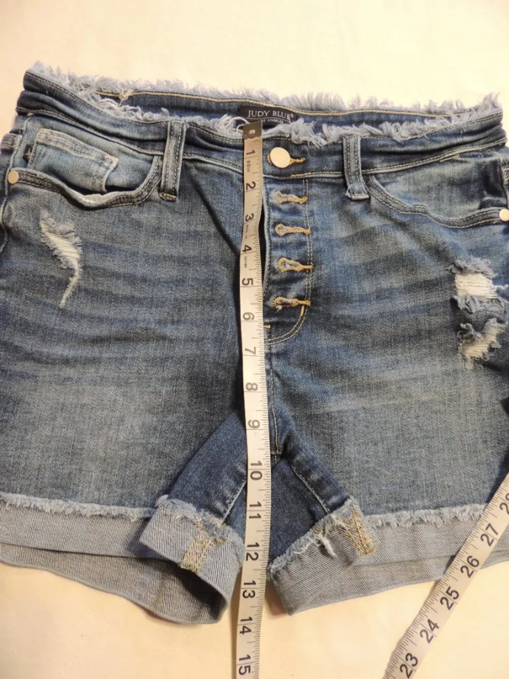 Judy Blue Button Fly Shorts Woman Large Pockets Denim Jean Shorts